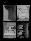 Outside of building; Women cooking; Hanging hams; Woman at freezer (4 Negatives), March - July 1956, undated [Sleeve 36, Folder e, Box 10]